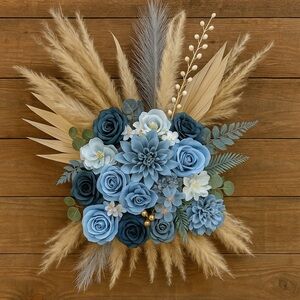 Wedding Table Center Piece Elegant Blue and Cream Floral Table Accent
